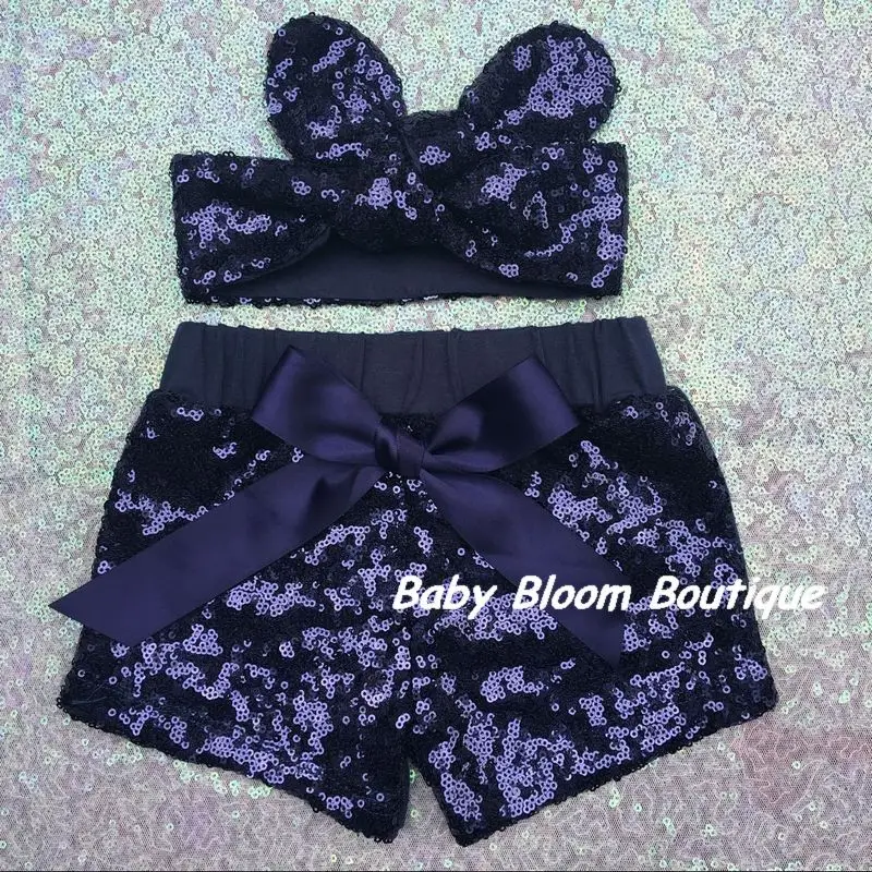 Летние танцевальные шорты с блестками и повязкой на голову для маленьких девочек