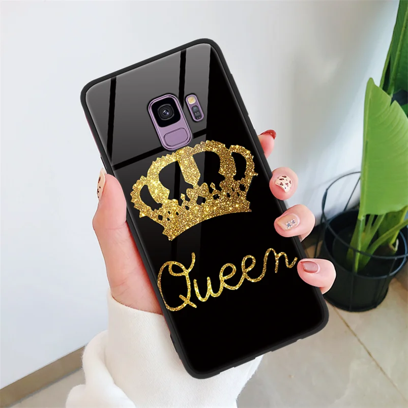 queen Защитная пленка из закаленного стекла для Coque Samsung Galaxy A50 A70 J4 J6 J5 J7 Prime A6 плюс A8 A7 Note 8 9 S10e S8 S9 S10 плюс M10 M20 чехол - Цвет: queen