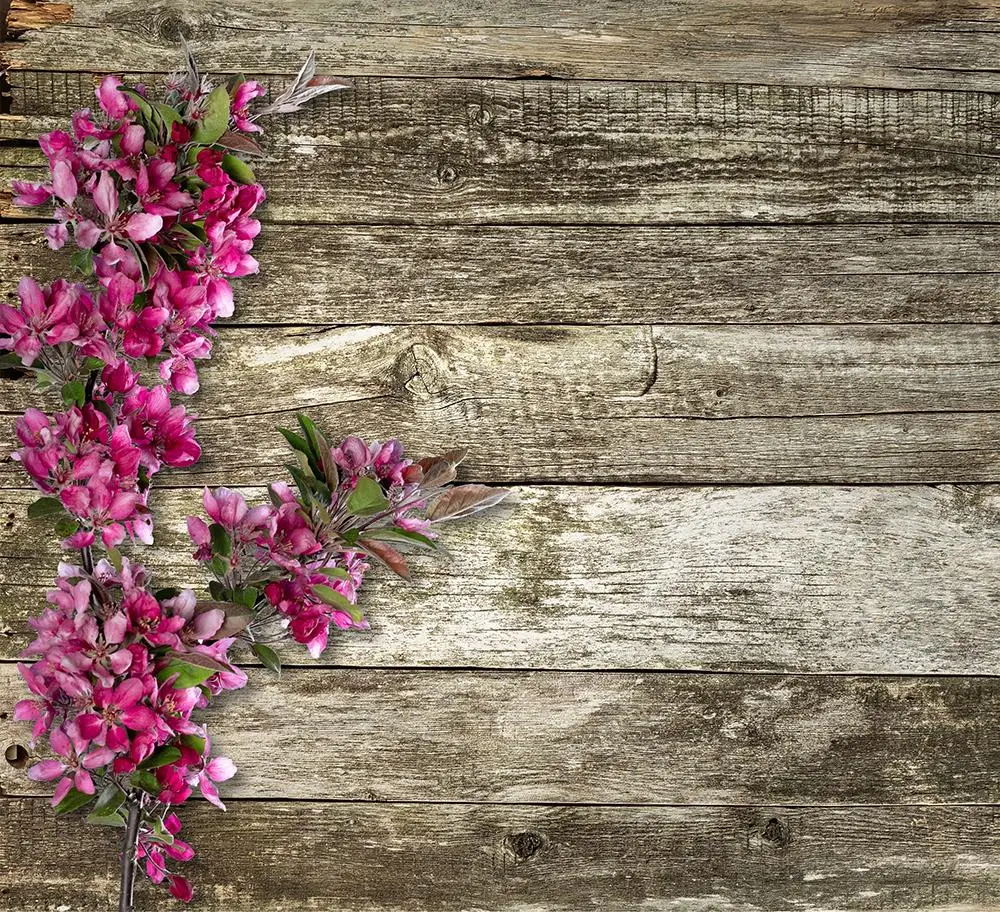 Фон для студийной фотосъемки с изображением деревянной доски цветов лепестков и