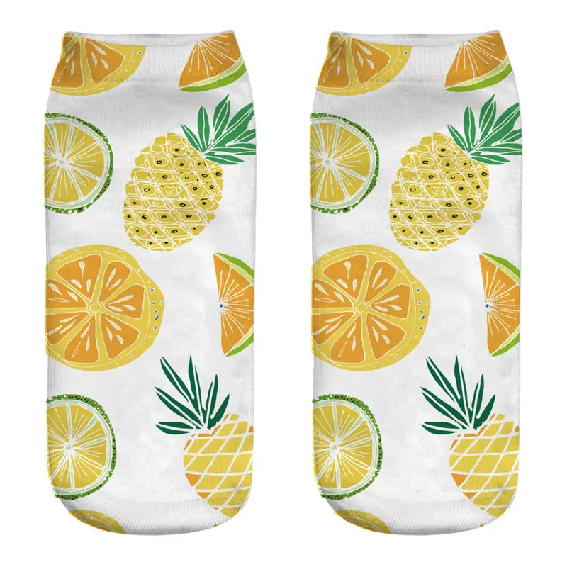 3 шт. фруктовый ананас банан арбуз 3D принт женские короткие носки chaussette femme милые