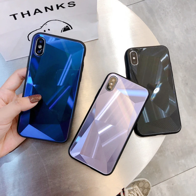 3D алмазное зеркальное стекло чехол для телефона для iPhone 7 8 6 6s Plus X XS Max XR Блестящий Призма Bling чехол для телефона для huawei P20 Pro Honor 10