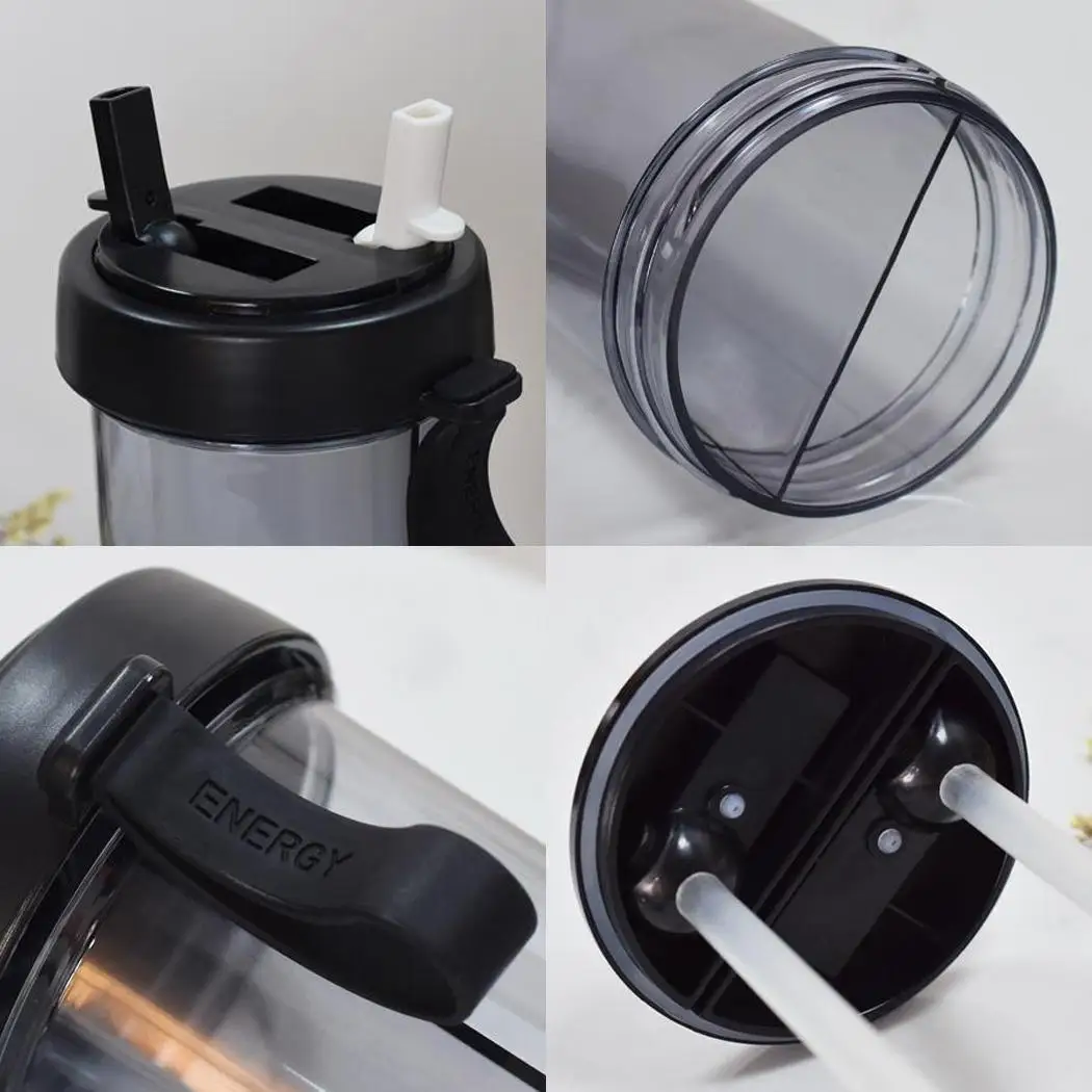 Double Separate Straw Water Bottles Creative 600ML Portable Outdoor Lightweight Cup Casual | Дом и сад