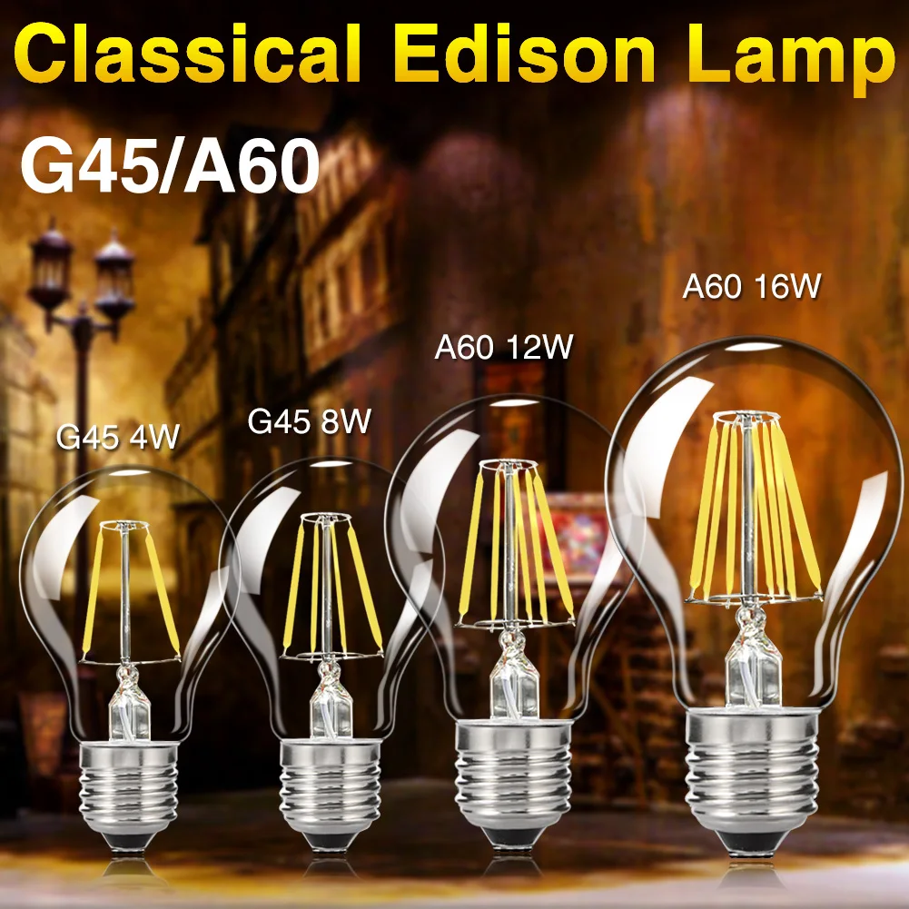 6 шт. светодиодные лампы E27 220 В G45 A60 с регулировкой яркости|e27 220v|filament led bulbfilament |