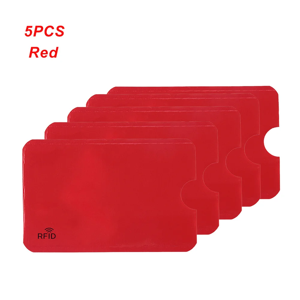 red 5 шт./упак. алюминия Smart безопасности Защита от кражи RFID Бумажник для кредитных держатель для карт протектор Блокировка Чехол банковской карты защитный чехол Крышка - Color: red