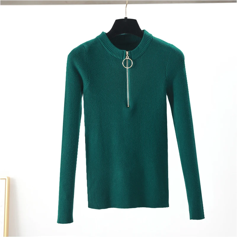 Свитер на молнии 2018 облегающий осенне-зимний женский свитер пуловер сексуальный