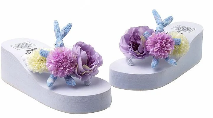 

Модные женские сандалии HAHAFLOWER, летние шлепанцы, танкетка, шлепанцы на платформе, пляжная обувь с цветами, богемные сандалии, бесплатная дост...