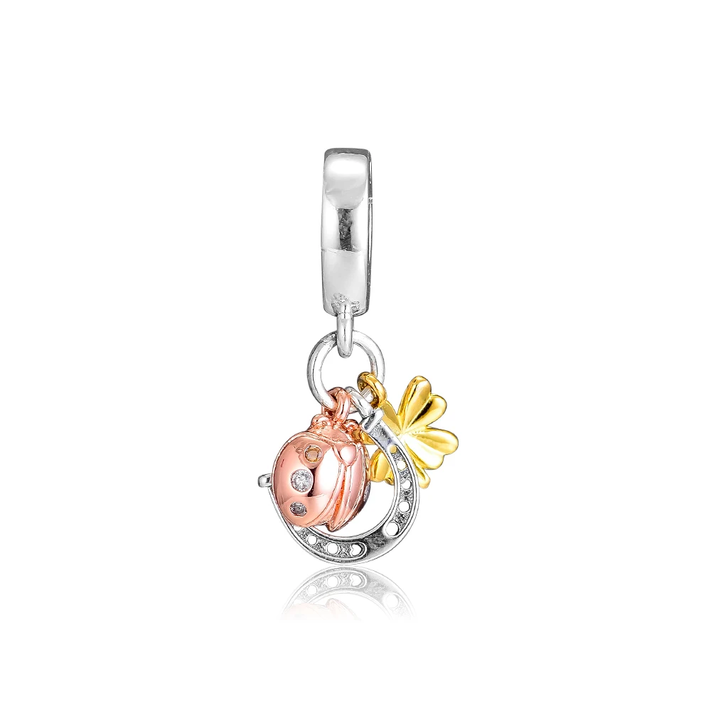 CKK подкова клевер и Божья коровка амулеты 925 Оригинальный Fit Pandora Браслеты