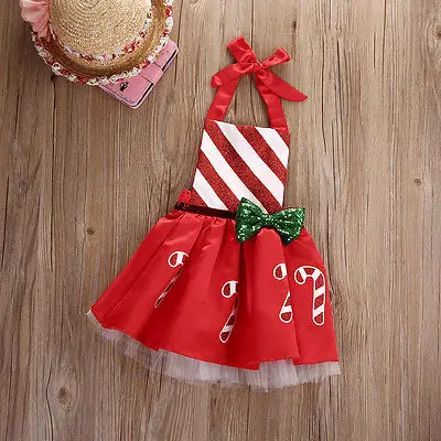 Рождественское платье для маленьких девочек в полоску с бантом праздничные