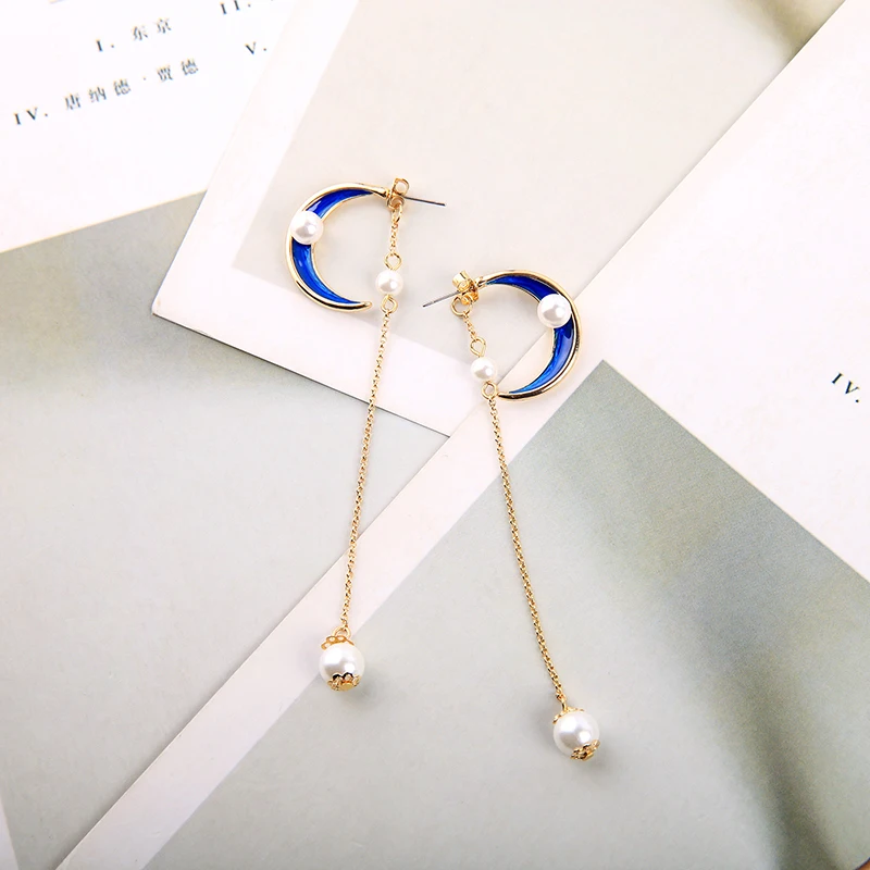 Mother's Day Special Offer Moon Drop Earrings Luxury Imitation Pearl Long Pendants For Women Fashion Jewelry | Украшения и