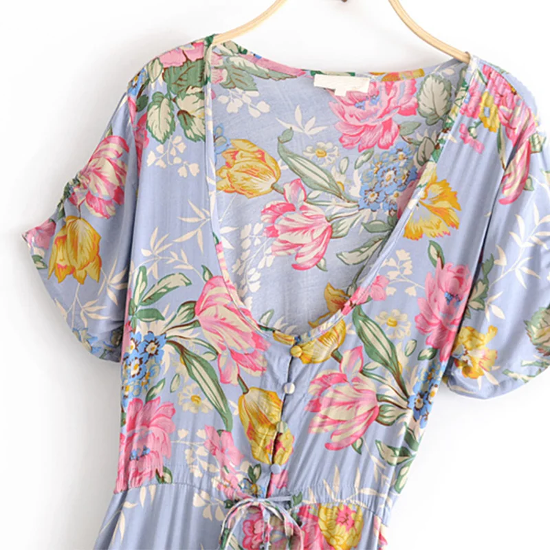 Женское винтажное плиссированное платье на пуговицах Boho Chic асимметричное