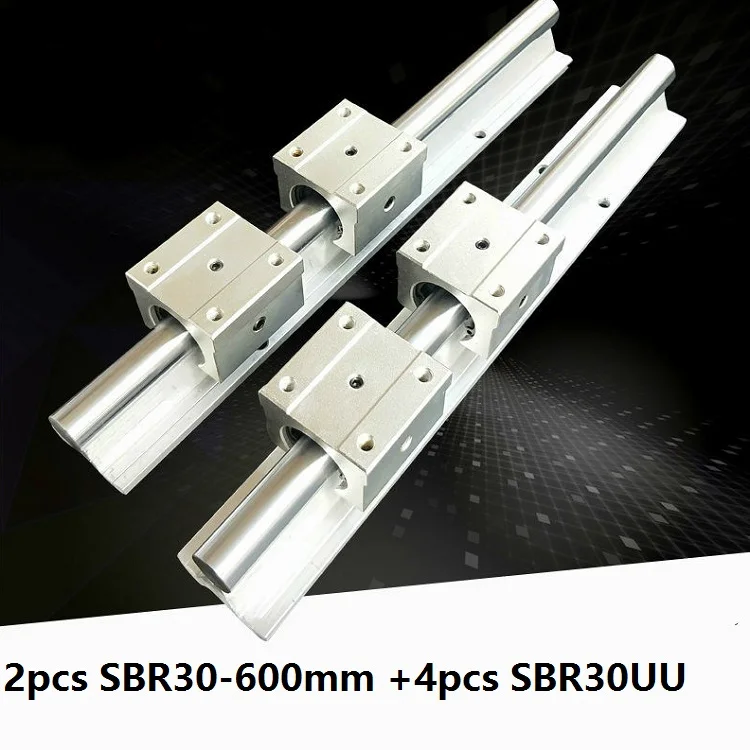 2 шт. SBR30 30 мм 600 Поддержка линейного направляющего рельса с 4 SBR30UU подшипника