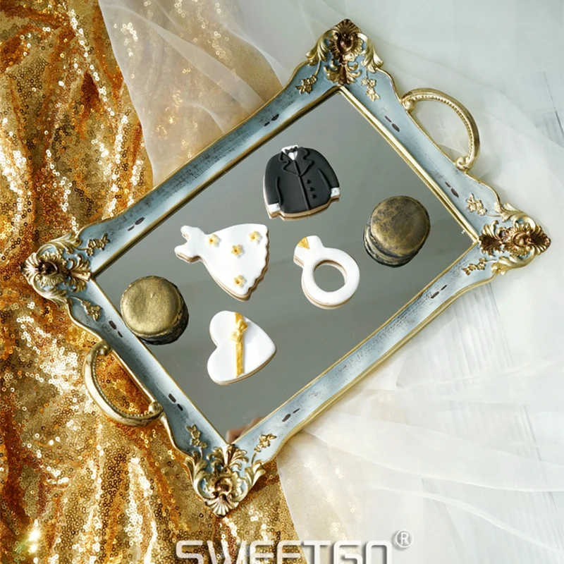 Винтажный лоток для торта полимерная аксессуар дисплея зеркало в античном стиле