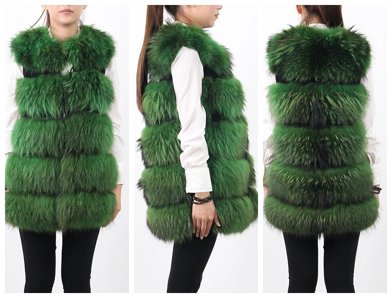 QIUCHEN PJ8050 Новинка года, Женская длинная куртка из натурального меха енота, кожаная куртка без рукавов