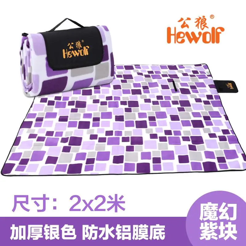 Hewolf влагостойкие pad 200X200 мм Открытый складной коврик для пикника утолщенной Влагоустойчивый матрац Подушка Флокирование алюминиевая пленка - Цвет: Purple square