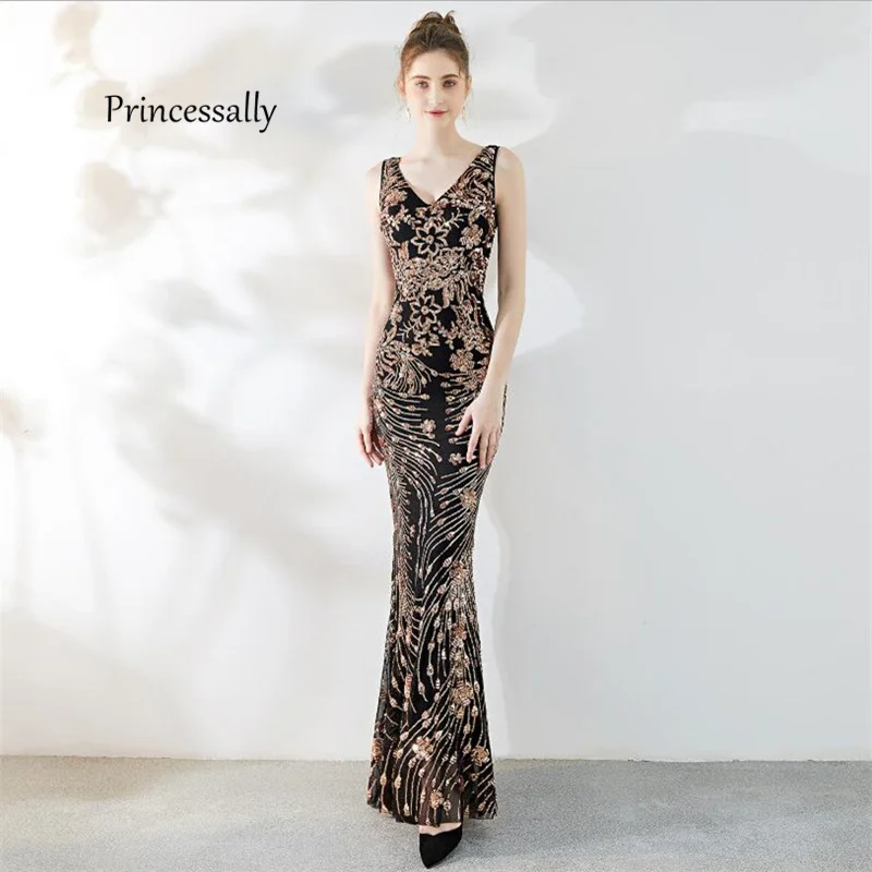 Новые Вечерние платья русалки с длинным v образным вырезом тонкие невесты