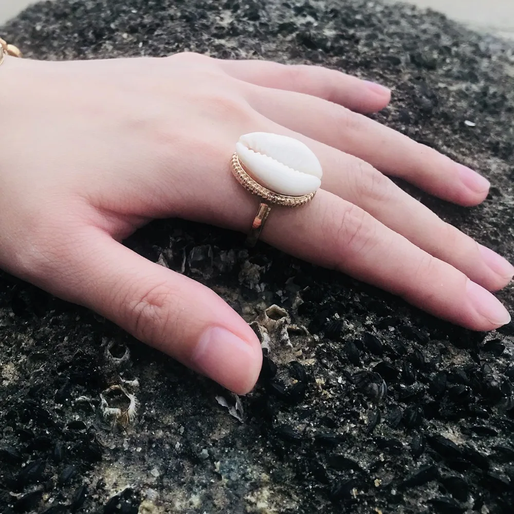 Женское пляжное кольцо-кабошон behemian Cowrie Опаловое кольцо с кабошоном оптовая