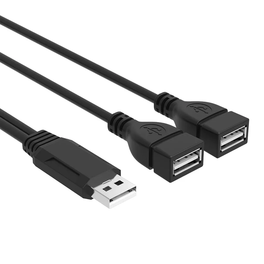 Двойной USB удлинитель A-Male до 2 A-Female Y адаптер питания кабеля конвертер USB2.0 Male To 2Dual USB Female Y Splitter зарядное устройство