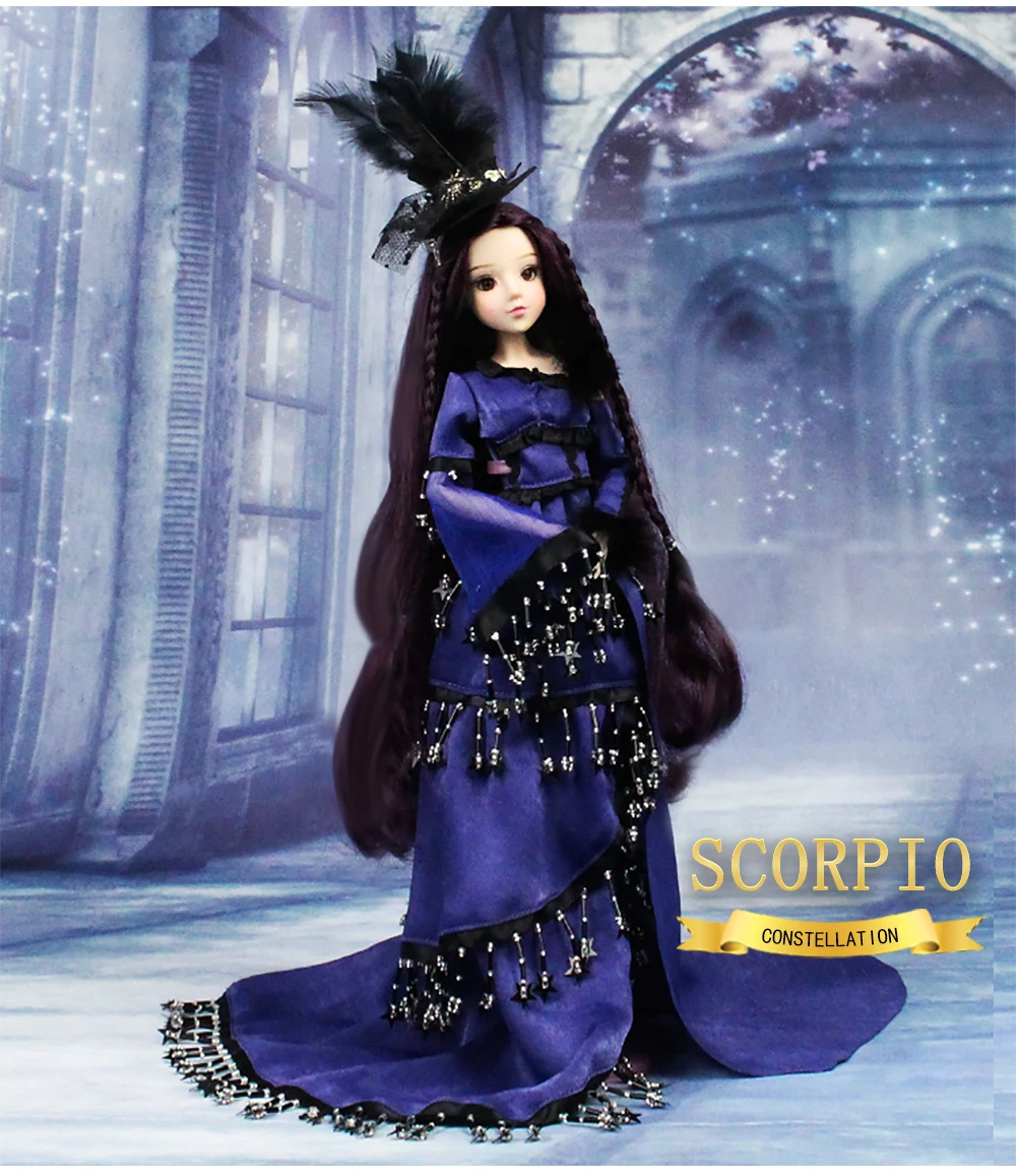 MMGirl 12 Созвездие Скорпион как BJD Blyth кукла 1/6 30 см темно фиолетовый платье шляпа фантазия костюм игрушка подарок