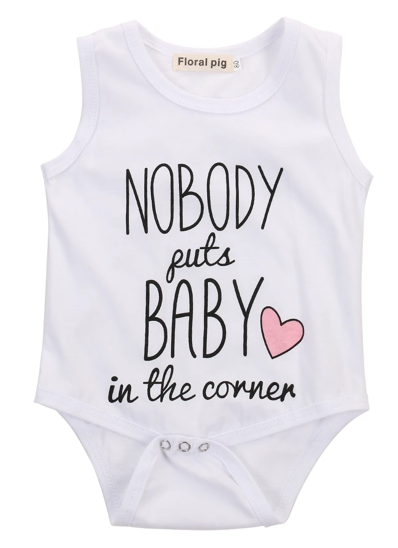 Модный хлопковый комбинезон без рукавов с принтом для новорожденных девочек