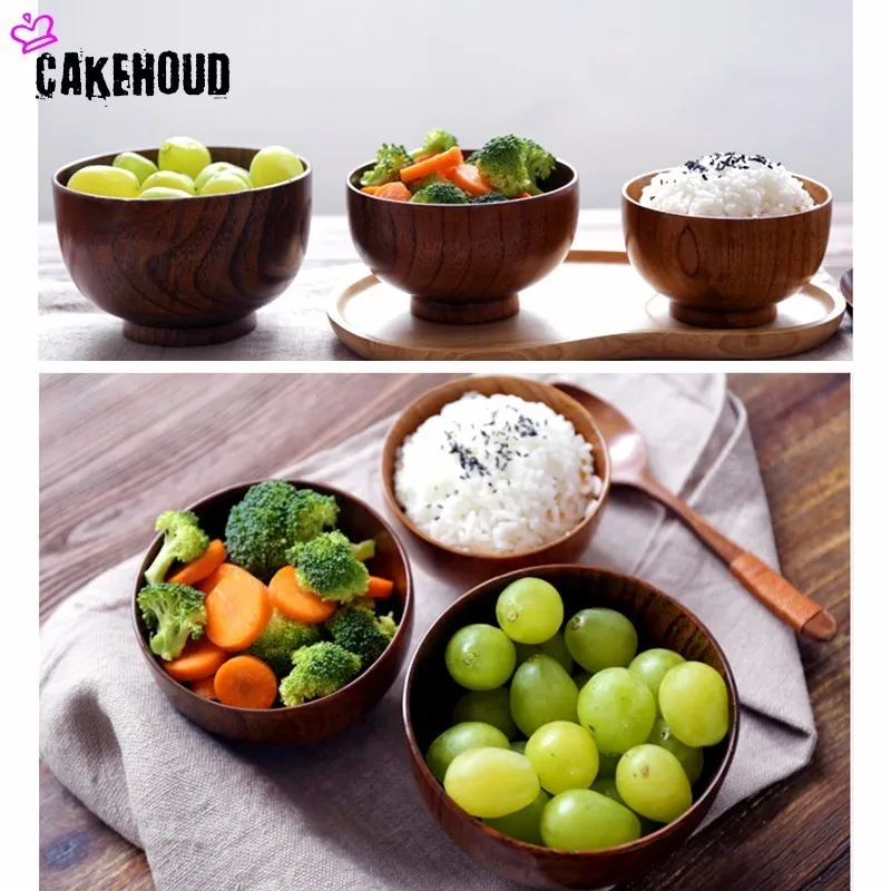 CAKEHOUD Новая натуральная деревянная чаша jujube суп рисовые миски для лапши детская посуда кухонная посуда для кормления детей чаши для детей