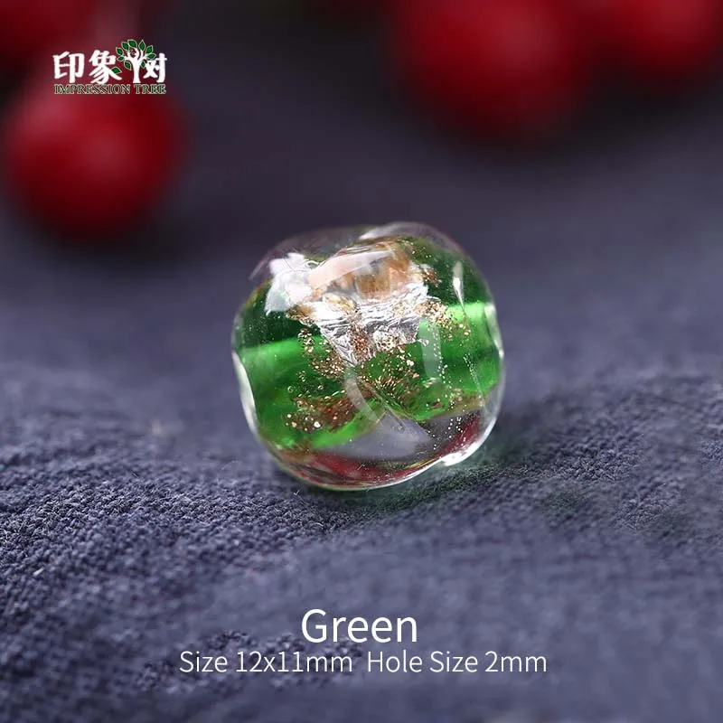 Green 10pcs 12x11 мм 10 шт пески Порошковая фольга внутри ручной работы Lampwork неправильные бусины застекленные квадратные разделители хрустальные бусины DIY Ювелирные изделия 1609 - Цвет: Green 10pcs