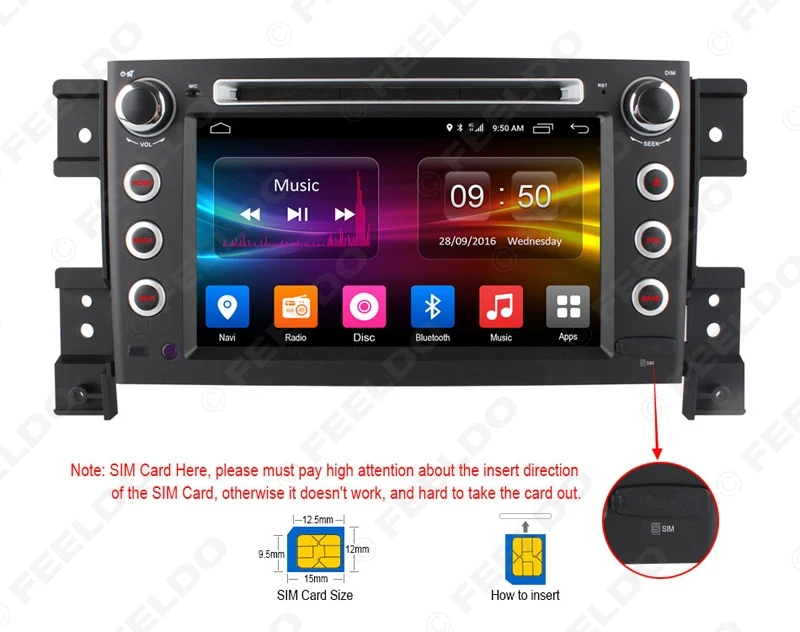 FEELDO 7 &quotAndroid 6 0 (64 бит) DDR3 2G/16G/4G LTE четырехъядерный автомобильный DVD GPS радио