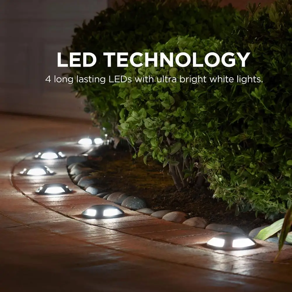 

Solar Deck Lights Driveway Dock LED Light Solar Powered Outdoor Waterproof for Step Sidewalk Stair Garden White+Warm White 2Mode