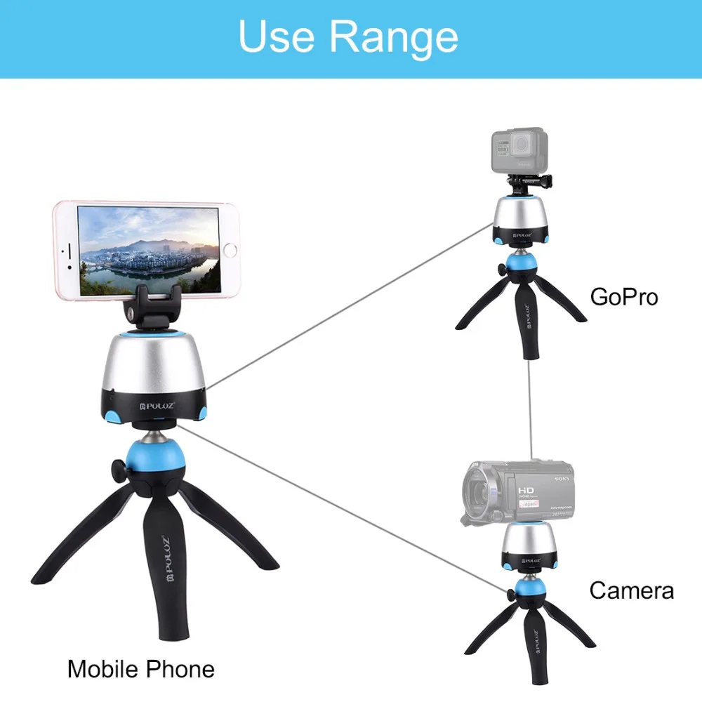 PULUZ электронный 360 градусов панорамная головка штатив крепление для телефона