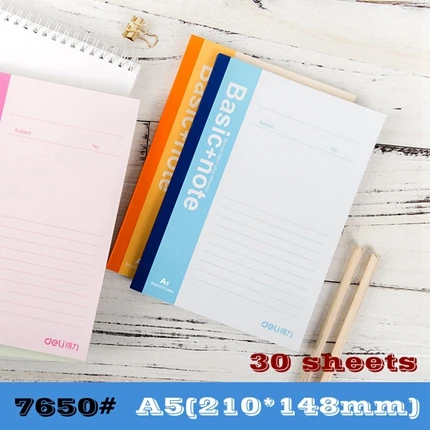 1PCS Deli 7650 Soft face notebook Hand writing notebook A5 B5 A4 32k Size optional 30-100 sheets notebook - Цвет: A5-30sheets