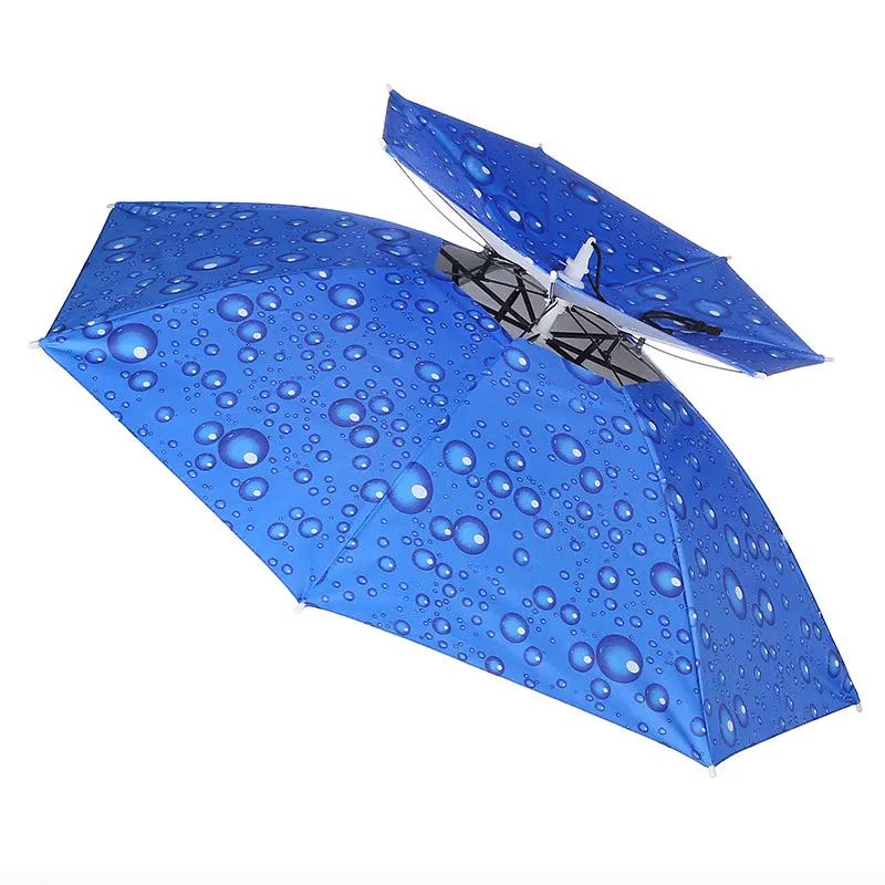 D Umbrella Складной двухслойный зонт Панама, шапка для рыбалки водонепроницаемый складной зонт Анти-УФ руки открытый прогулки Солнце Дождь щиток от снега шляпа - Цвет: D Umbrella