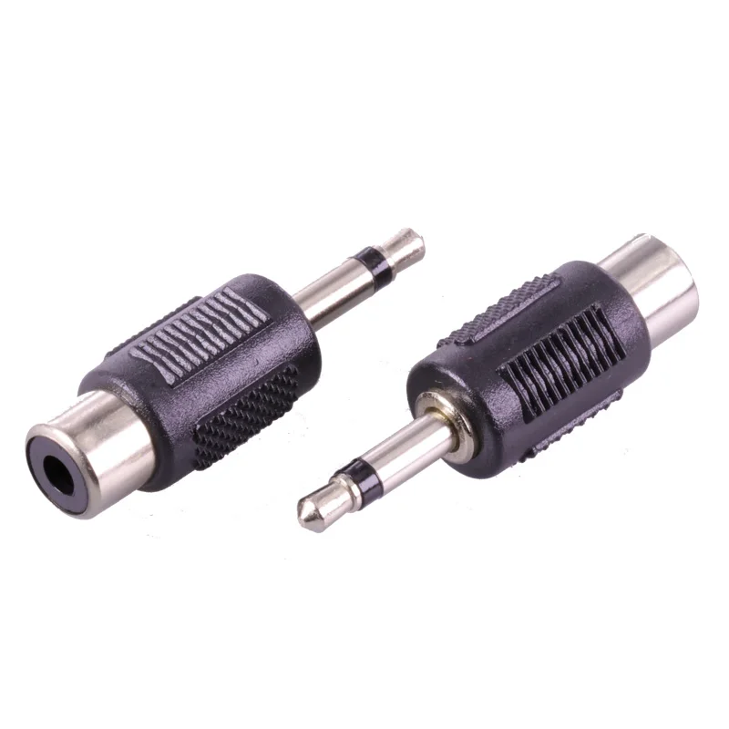100 шт. 3 5 мм штекер в RCA аудио адаптер никелированный моно гнездовой разъем