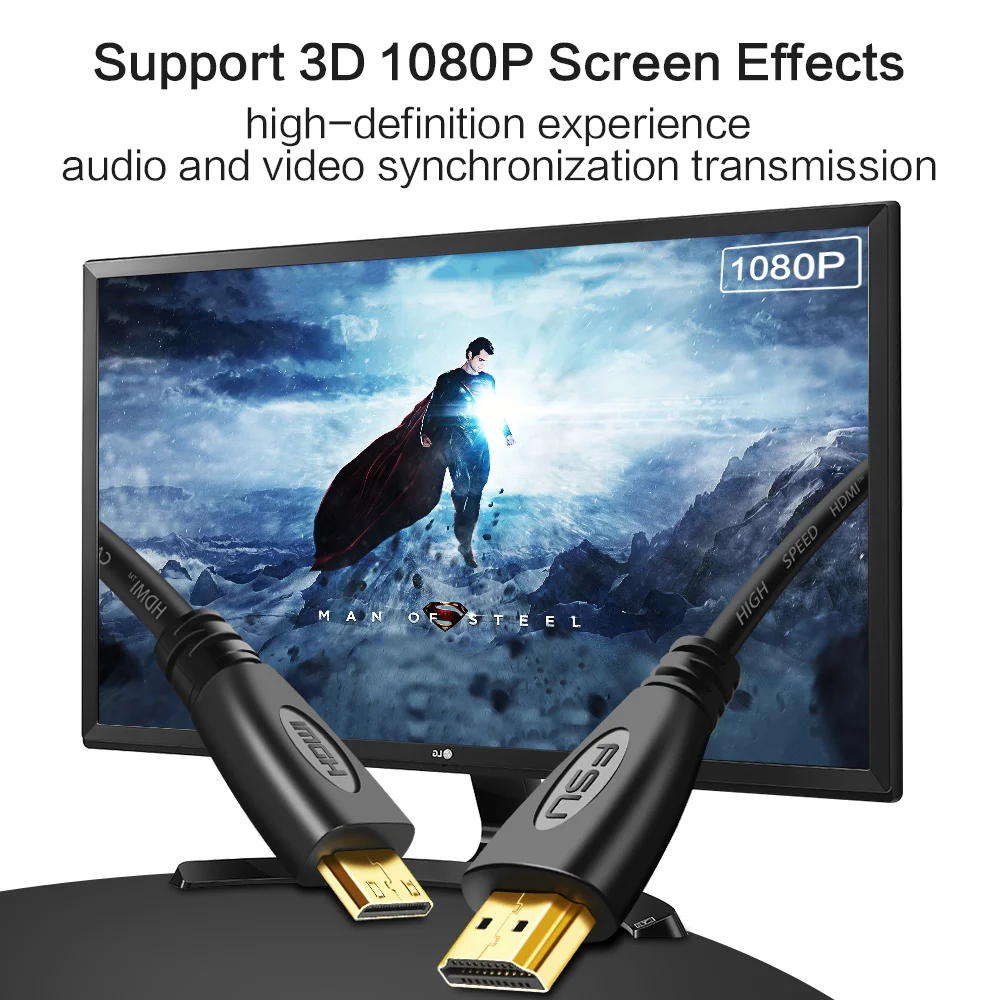 1 м, 1,5 м, 2 м, 3M высокоскоростной позолоченный HDMI к MINI HDMI штекер Male-Male HDMI кабель 1,4 Версия 1080p 3D для планшетов DVD