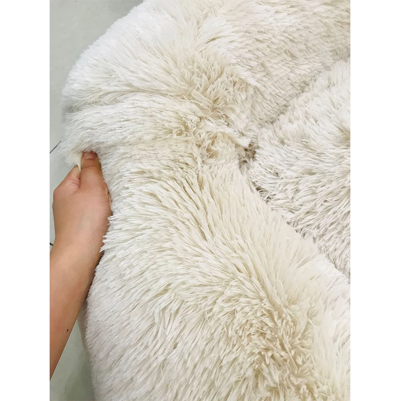 Длинная плюшевая супер мягкая кровать для питомцев круглая собак и кошек зимний