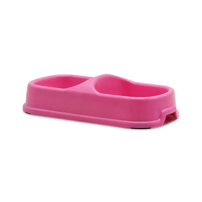 pink Hoomall Double Pet Bowls For Dog Puppy Kitten Cats Food Water Feeder Pets Supplies Feeding Dishes Cats Dogs Bowl Pet Supplies - Цвет: pink