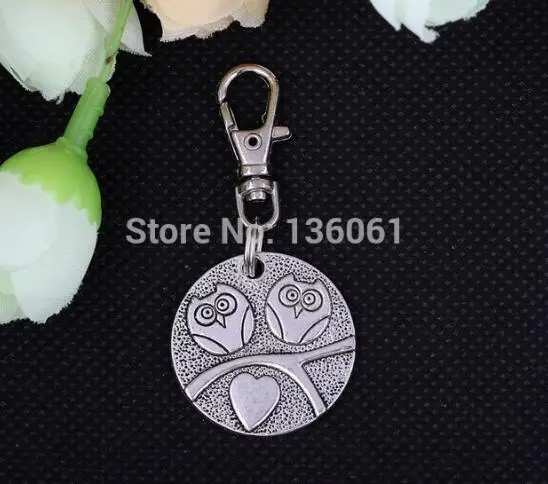 Винтажные серебряные розы пистолет сердце кролик мир голубь Сова замок брелок