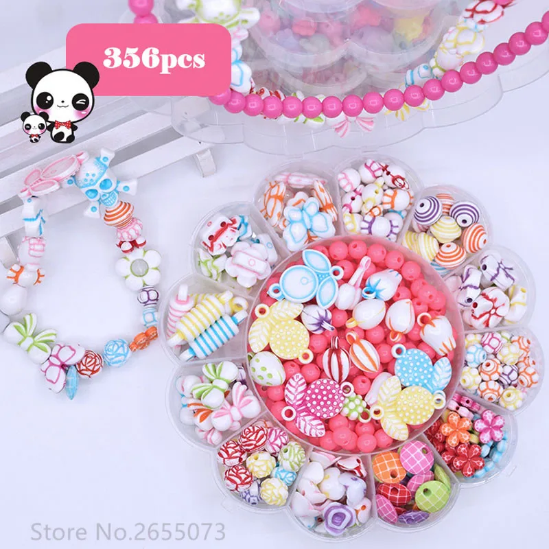 356pcs Детские модные бусы, игрушки, сделай сам, ручная работа, одежда, ожерелья, браслеты, бисерные развивающие 3D головоломки, перлер, бусины, игрушки - Цвет: 356pcs