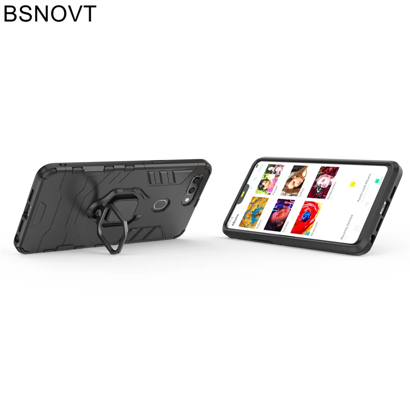 BSNOVT OPPO R15 Shockproof Cover Finger Ring Magnetic Holder Soft TPU Back Case For Phone Bumper 6.28&quot |