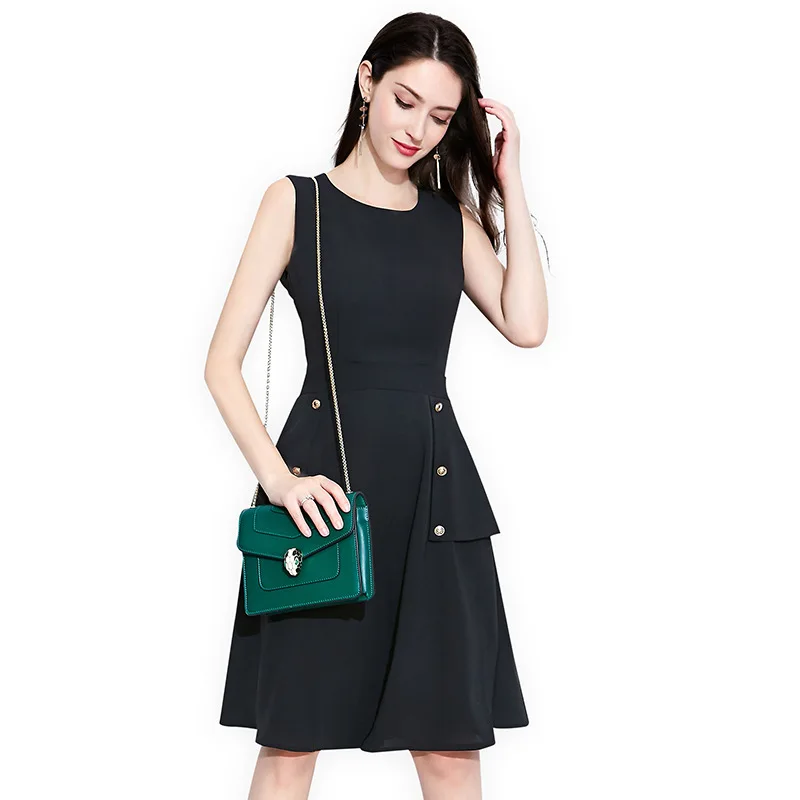 Женское винтажные офисные черное платье Кнопка Bodycon Большие размеры 4XL мода зима