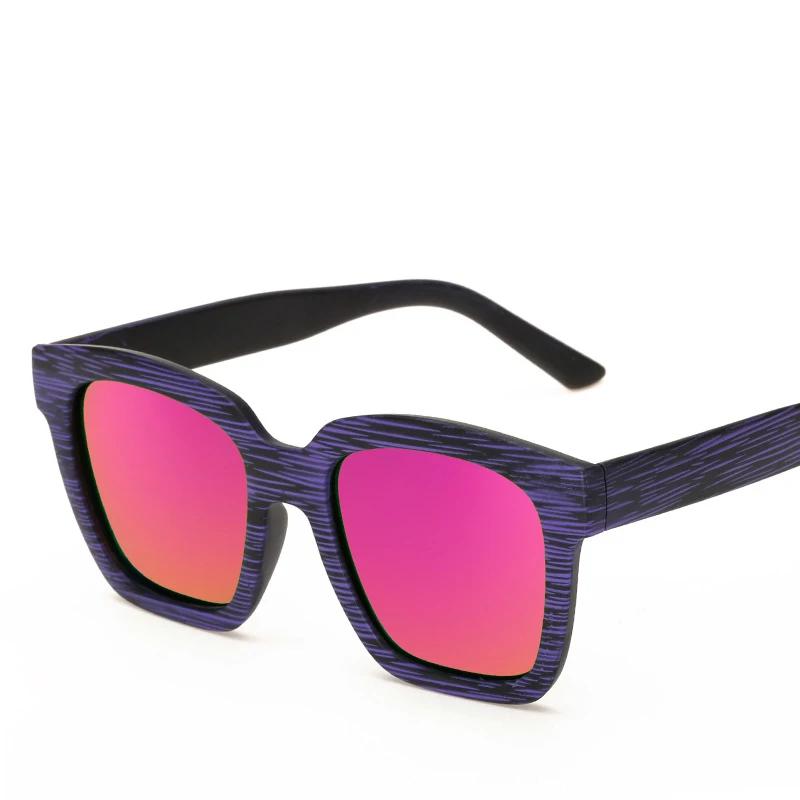 Модные имитацией фактуры дерева Дизайн солнцезащитные очки Для женщин Защита от