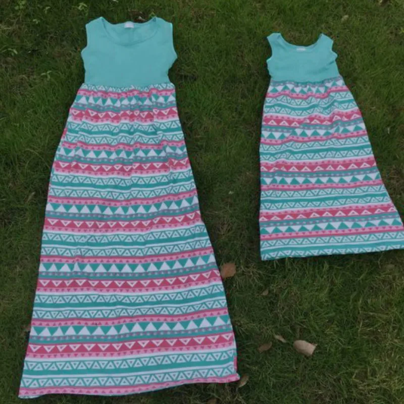 2018 одинаковые платья для мамы и дочки одежда трикотажное платье с принтом