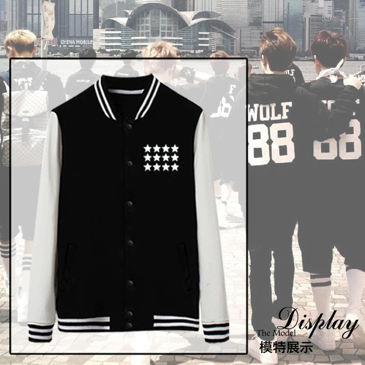 KPOP EXO WOLF 88 LUHAN TAO KAI KRIS BAEKHYUN CHANYEOL CHEN SOHU SEHUN XIUMIN Стильная хлопковая флисовая