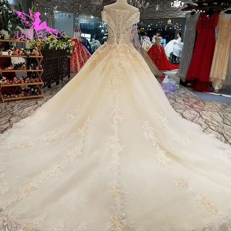 AIJINGYU Wedding Dresses United States Marriage Cheap Plus Size Open Back For Sale Shop Gown Online Glitter Tulle Dress | Свадьбы и