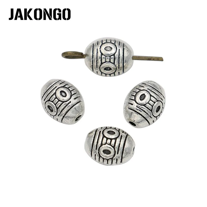 25 шт. античные посеребренные бусины овальной формы для изготовления браслетов