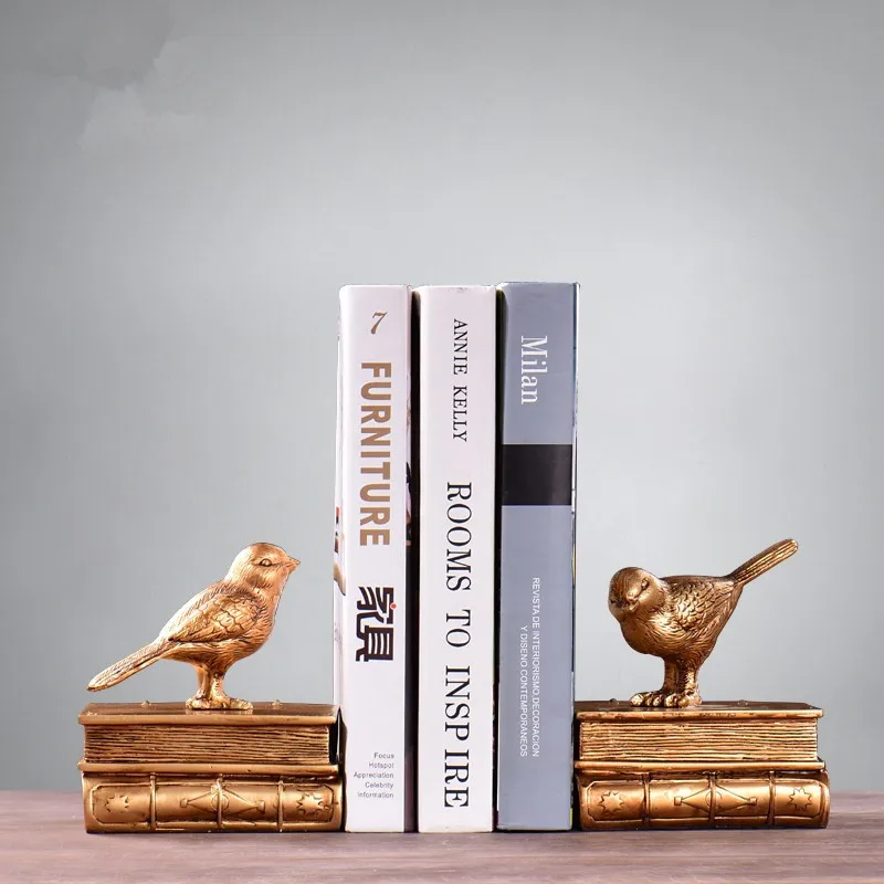 

Home Decoration Accessories Modern Bookend Book Stop Fairy Garden Vintage Home Decor Gold Bird Miniature Garden Paris