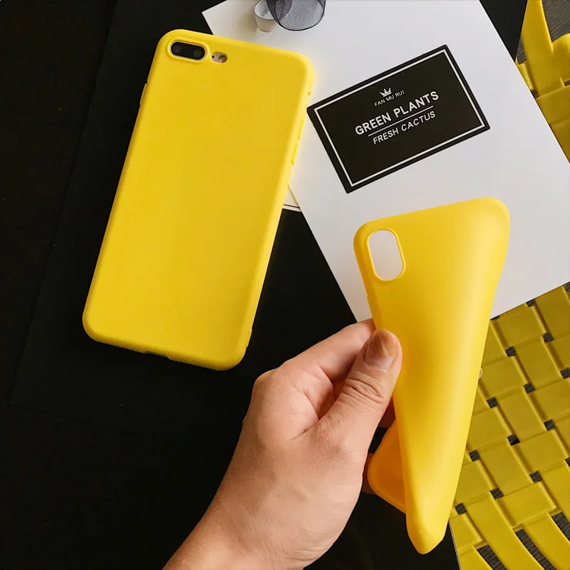 Lovebay лимонно-желтый цвет модный чехол для телефона s для iphone XS Max XR X 5 5S SE 6 6S 7 8 Plus мягкая задняя крышка для iphone 7 Чехол