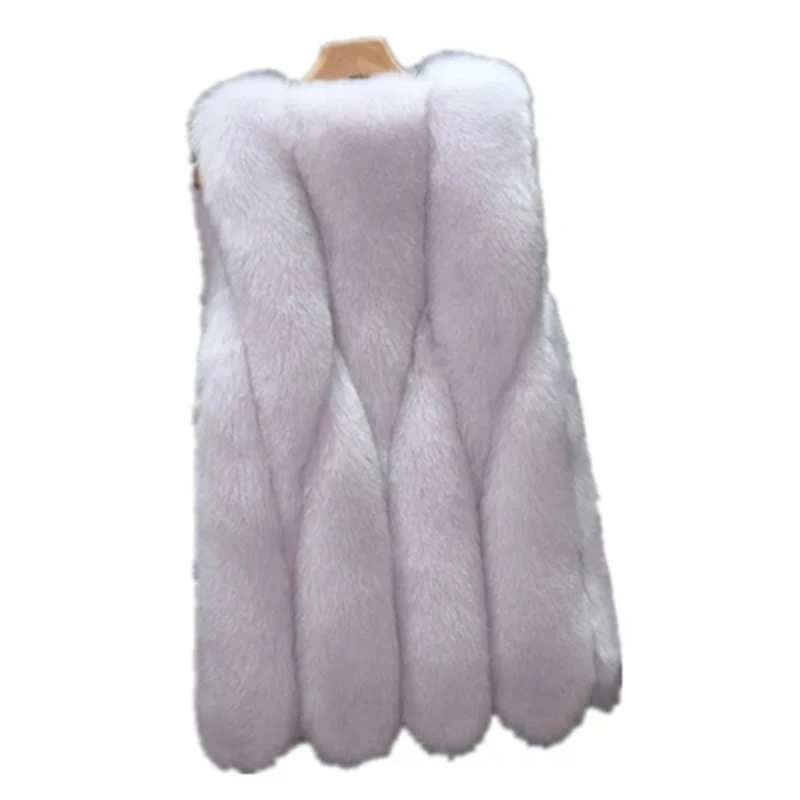 Зимняя женская шуба из искусственного меха 2018 модная теплая жилетка без рукавов