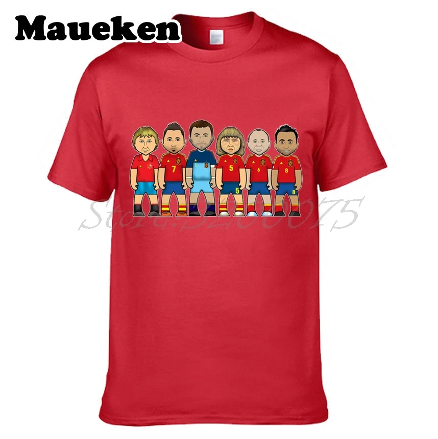 Мужские легенды Испания Xavi Hernandez Carles Puyol Iker Casillas Andres Iniesta Emilio Butragueno David Villa футболка