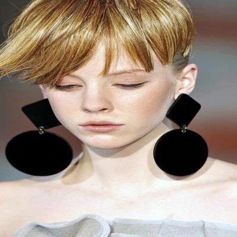 Dongmu женская черная круглая квадратная Геометрическая подвеска акриловая