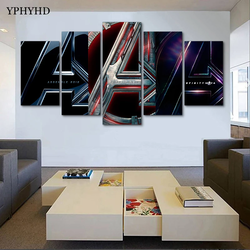 YPHYHD современная картина холст печать постер 5 шт. Мстители знак картины настенные