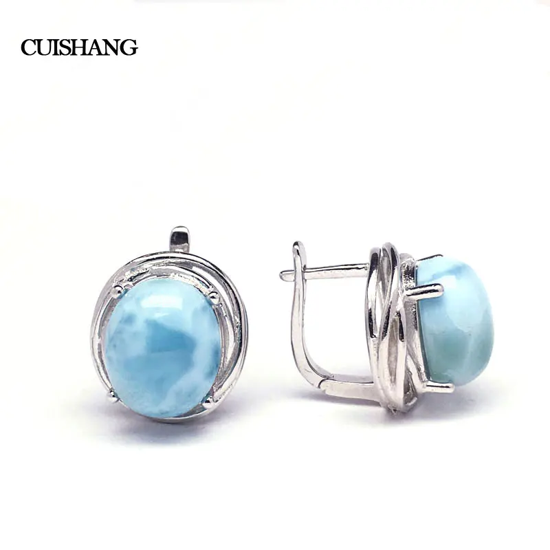 CSJ Larimar серьги из стерлингового серебра 925 пробы с натуральными синими
